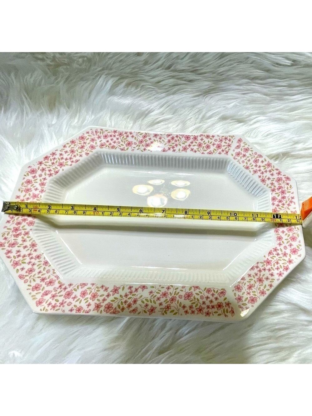 Independence Ironstone Platter Ceramic Floral Pink & White Vintage - Picture 3 of 6